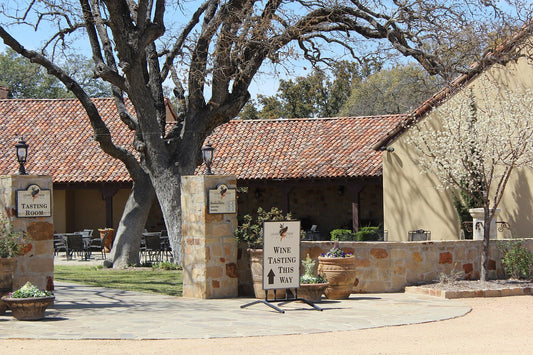 old stone winery building estate entrance for tour and tasting