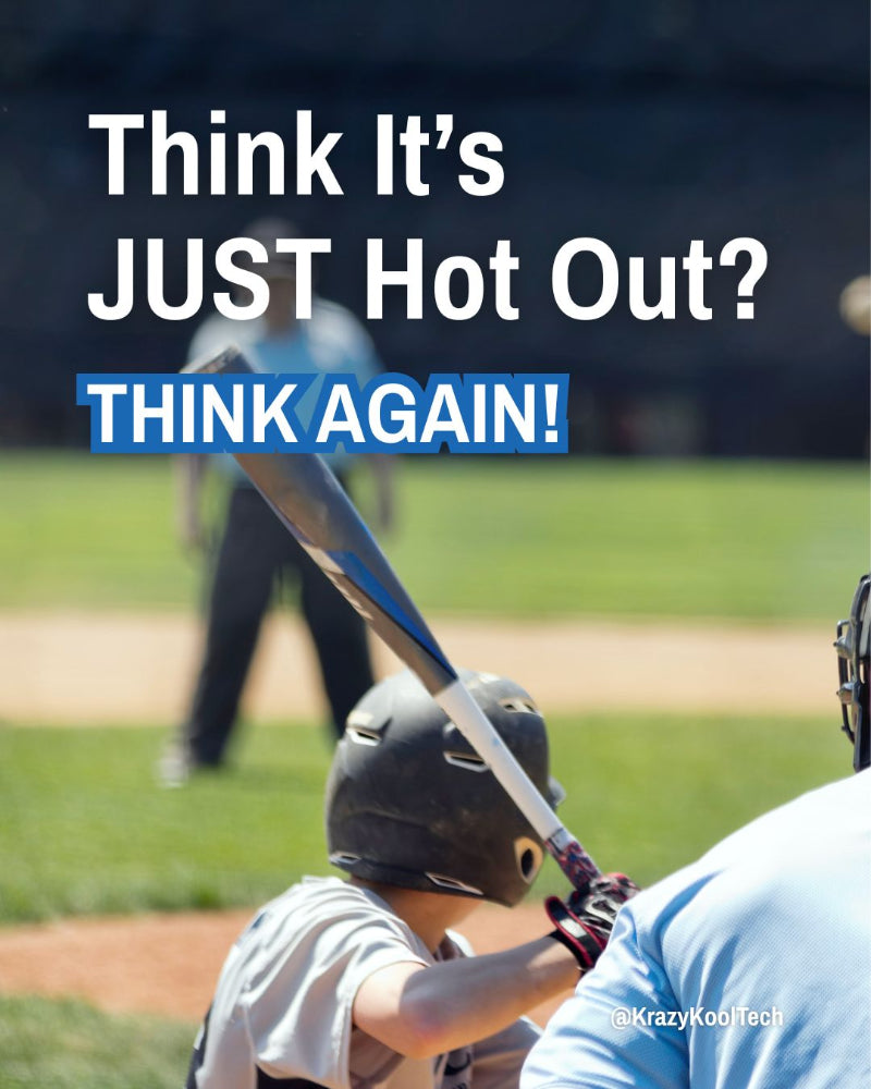 Think it's just hot out? Think again! Image: peewee boy's baseball league  game batter and umpire on hot sunny day