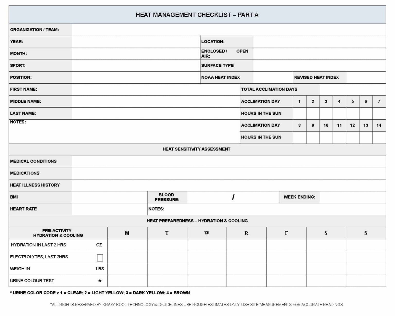 Krazy Kool Technology's Heat management checklist - Part A